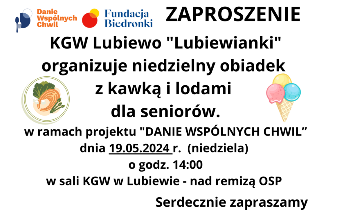 Zdjęcie do Niedzielny obiadek&nbsp;z kawką i lodami&nbsp;dla senior&oacute;w