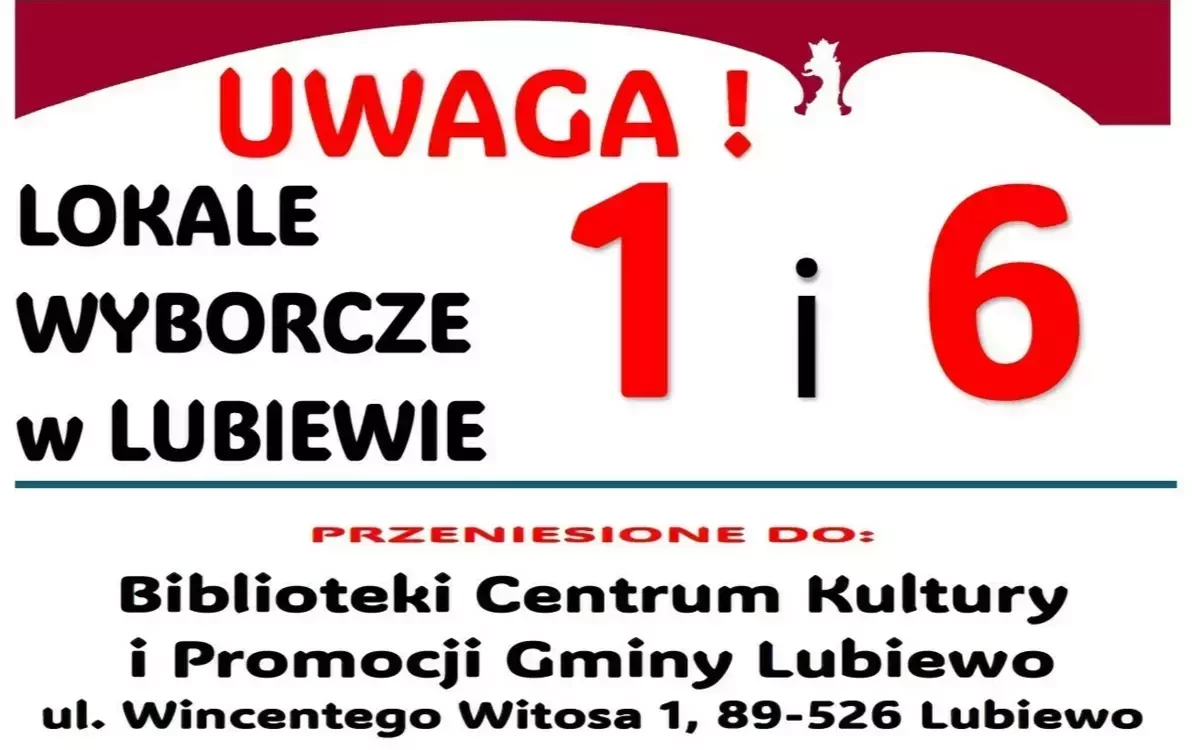 Zdjęcie do WYBORY PREZYDENTA RP 2025 - przeniesienie lokali wybyrczych w Lubiewie