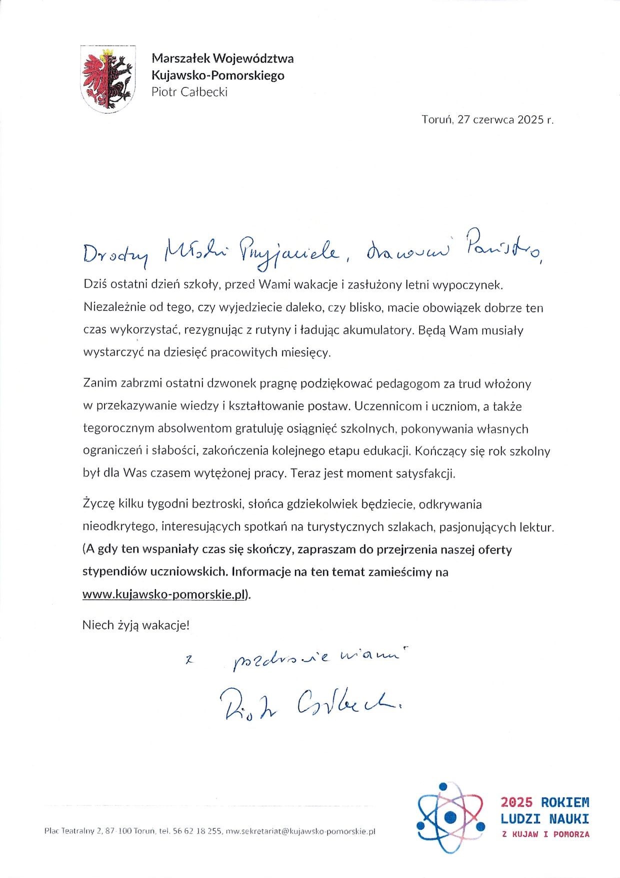 życzenia marszałek