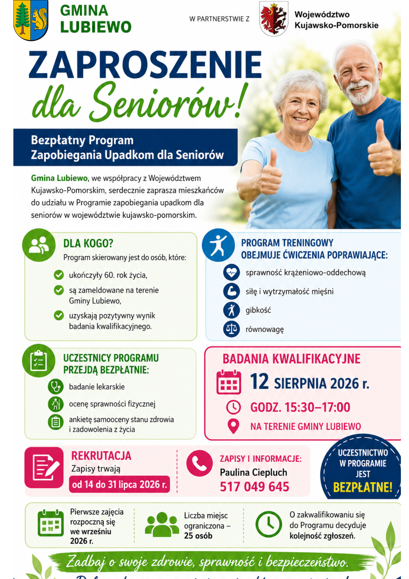 senior zapobiegania upadkom 