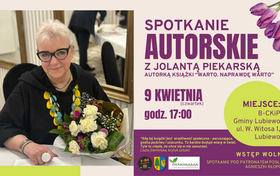 Zdjęcie do Spotkanie autorskie z Jolantą Piekarską w B--CKiP Gminy Lubiewo
