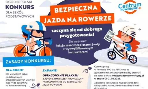 Zdjęcie do Og&oacute;lnopolski konkurs dla szk&oacute;ł podstawowych - do wygrania szkolenie z zasad bezpiecznej jazdy na rowerze! 